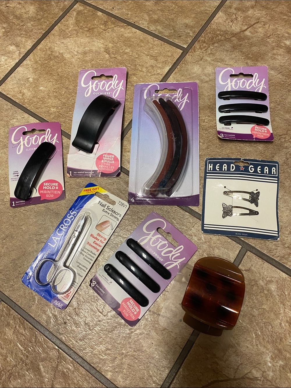 Goody Black & Brown Barrette/Snap Hair Clips and Tortoiseshell Claw Set NWT